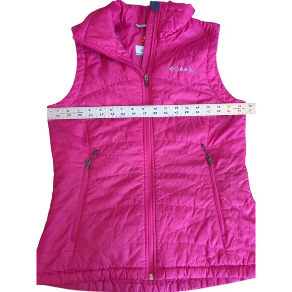 Columbia Vest Womens Medium Pink Full Zip Sleeveless Puffer Omni-Shield Heat - Picture 3 of 6